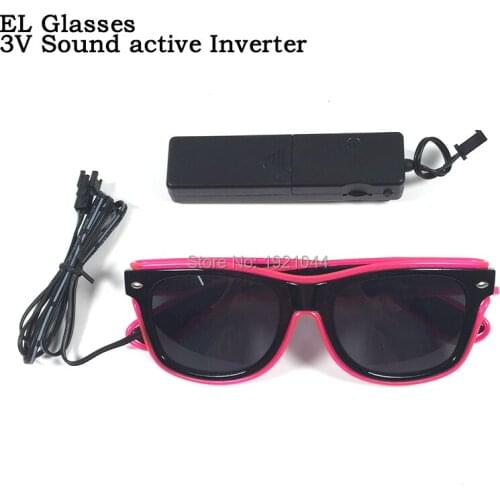 New Arrival EL Sunglasses with dark lens DC-3V Sound activated 10 Colors EL wire rope cable For Wedding Party Decoration