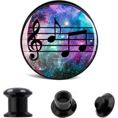 Wholesale Ear Gauge Plugs Nebula Music Notation Acrylic Screw Fit Flesh Tunnel Eyelet Body Piercing Jewelry 6mm-25mm AW40227