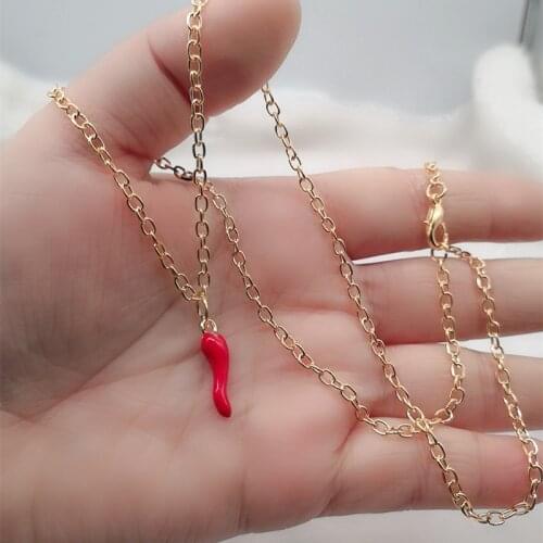 Cute pepper necklace girl gold new cute enamel pepper necklace charm pepper necklace party gift