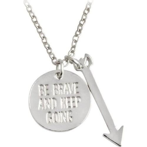 Wholesale 20pcs/lot Be Brave and Keep Going Necklace With Arrow Pendants Gold/Silver Plated For Women&Men