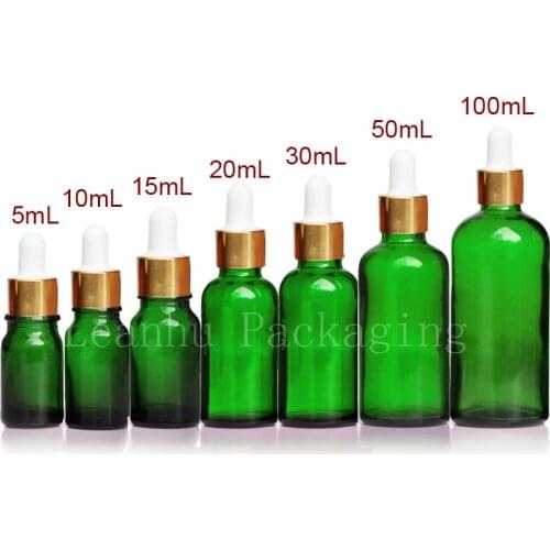 Empty Green Essential Oil Glass Dropper Bottle Pipette Glass Container For Essential Oil,Perfumes ,Glass Vial , Perfume Bottles