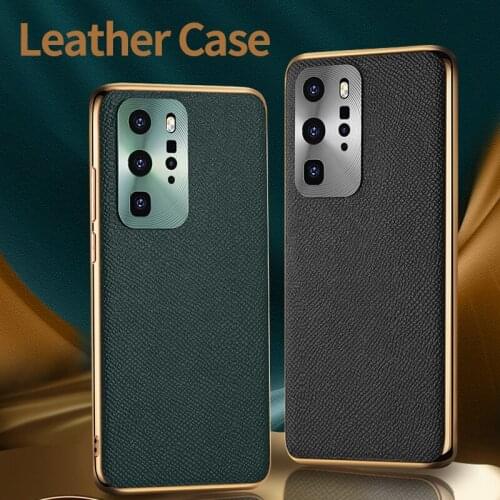 Luxury Bumper Lens Full Protection Shockproof Silicone Soft Plating PU Leather Phone Case For Huawei P40 Pro Plus Back Cover