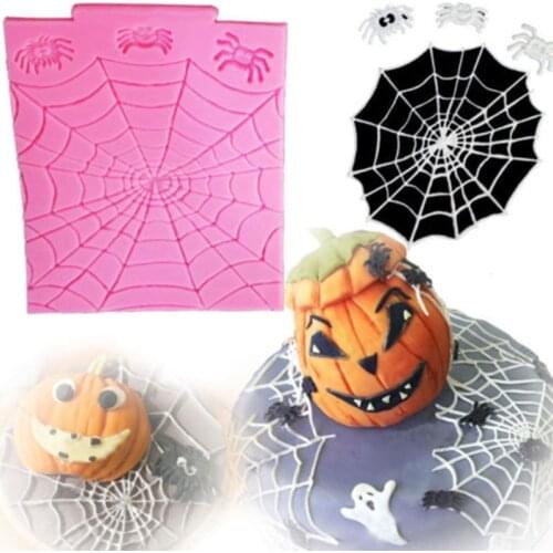 Spider Web Liquid Silicone Mold Fondant Craft Cake Candy Chocolate DIY Clay Modeling Baking Tool Mould Pink Halloween Series