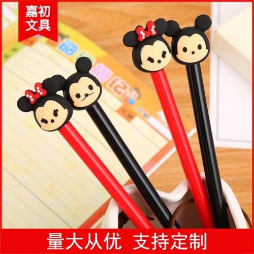 10pcs Disney Mickey Minnie Ballpoint Pen Learning Stationery Cartoon Gel Pen Cute Water Pen Office Writing Signature Pen Prize