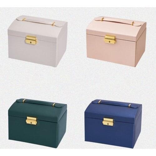 Hot Sale Jewelry Box High Capacity PU Leather Necklace Earrings Rings Bracelets Jewelry Box Portable Travel Casket