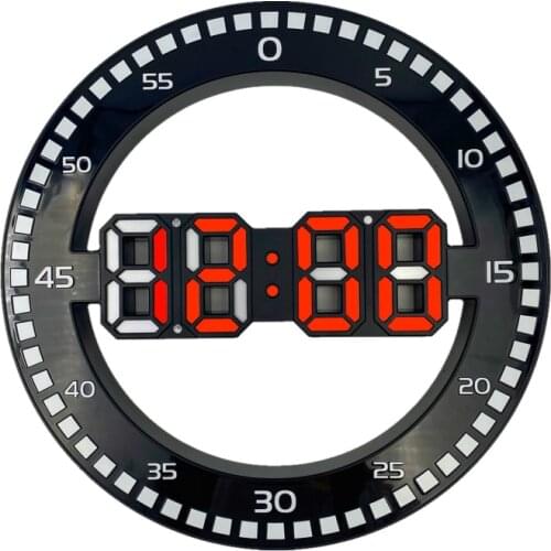 LED Display Electronic Snooze Alarm Clock Home Decor 3D LED Digital Wall Round Clock Without Light Support Dropshipping 2021