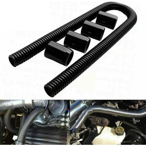 48" Stainless Steel Radiator Flexible Coolant Water Hose Kit with Caps Black /silvery