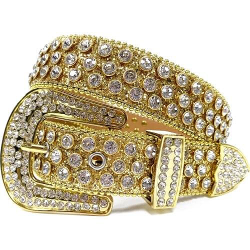 High Quality Luxury Strap Men Women Rhinestones Belt Western Cowgirl Cowboy Bling Crystal Pin Buckle Diamond Studded Belts