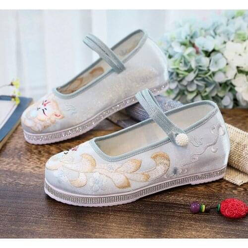 YourSeason Glitter Woven Bottoms Ladies Cotton Fabric Embroidered Platform Flats Retro Comfort Women Casual Hanfu Loafers