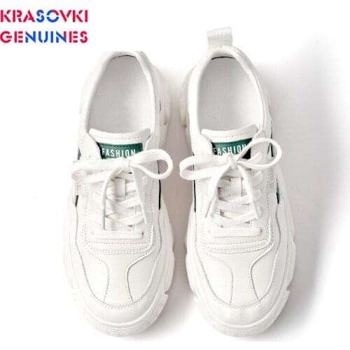 Krasovki Womens Sneakers Genuines Quality Fashion Breathable Women Flat Bottom Sneakers Platform Spring 2020 Autumn Chunky Shoe
