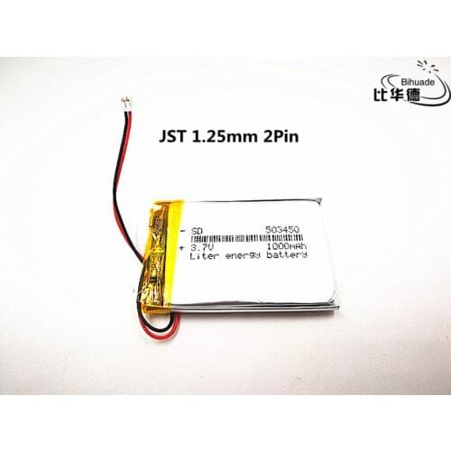 10pcs JST 1.25mm customized Good Qulity 3.7V,1000mAH,503450 Polymer lithium ion / Li-ion battery for TOY,POWER BANK,GPS,mp3,mp4