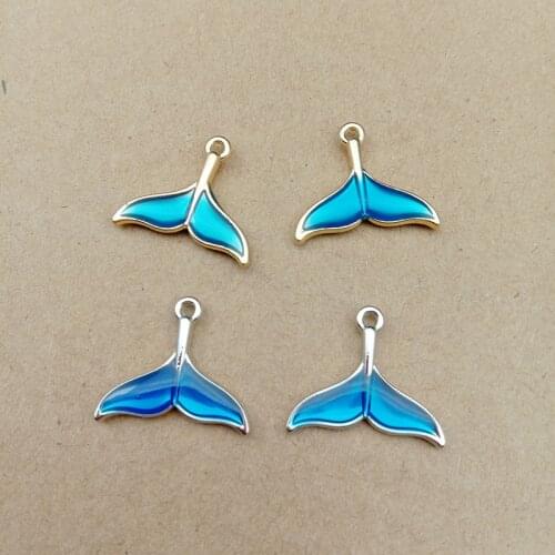 10pcs/lot Fish Tail Enamels Charms For Earring Making Gold Tone Alloy Pendant Charms Bracelet Jewelry Accessories Craft YZ119