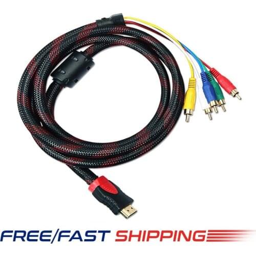 1080P HDMI to 5RCA Audio Video Converter AV Adapter Component 5-RCA RGB Cable 1.5M 59inch