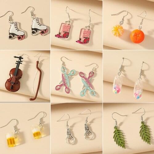 2PCS/Pair Korean Lovely Fruit Tea Cup Earrings Creative Funny Crystal Tea Cup Cute Fun Earring Ear Jewelry Personality Gift