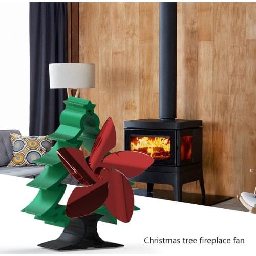 2021 Hot European Style Simple And Portable Christmas Tree Fireplace Fan 5-Blade Fan Energy Saving Driven By Thermal Energy