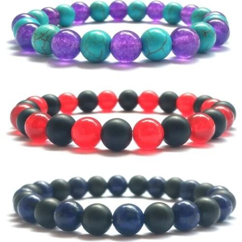 3Styles 8mm Purple Red Colorful Beads Bracelet & Black Lava Stone DIY Aromatherapy Essential Oil Diffuser Bracelet Women Jewelry