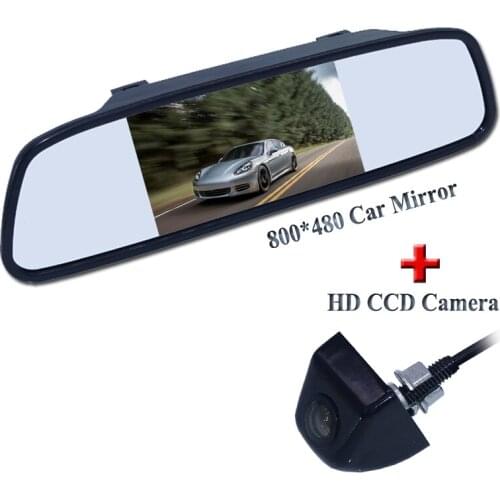 4.3" Color TFT LCD Car Rearview Mirror Monitor+170 Degree Night Vision Car Rear View Reverse Backup Color Camera,Free Shipping