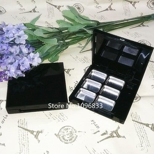 50PCS Classical 6 Grids Black Eyeshadow Case with 6 Palettes Empty Cosmetic Blusher Compact Lipstick Container Eyeshadow Box