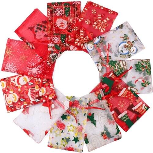 50PCS Christmas Drawstring Bag Cute Snowflake Storage Bag Gift Bag Christmas Decorations New Year Presents