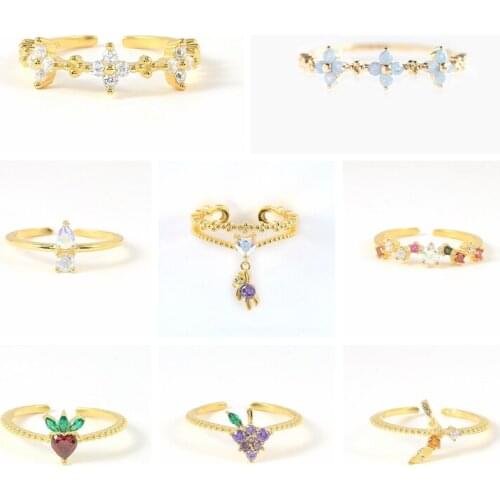 CANNER Womens Rings 925 Sterling Silver European and American Mini Tropical Fruit Rings For Women 925 Silver Zircon Anillos