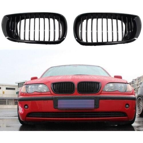 Car Front Grille Grill Gloss Black Kidney Style For BMW E46 02-05 3 Series 4 Door ABS 320i 325i 330i 51132158542, 51132158543