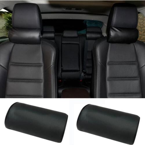 Car Neck Pillows Protection Pu Leather Head Support Protector Black Universal Headrest Backrest Cushion Easy Install And Clean