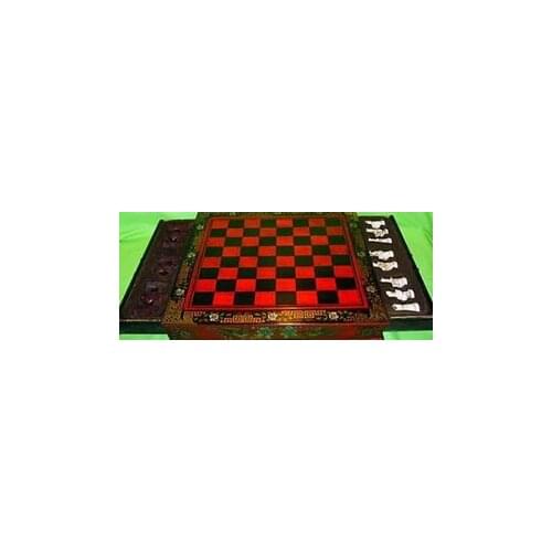 Free shipping Chinese Old Collectibles Vintage 32 chess set with wooden Coffee table decoration bronze factory outlets