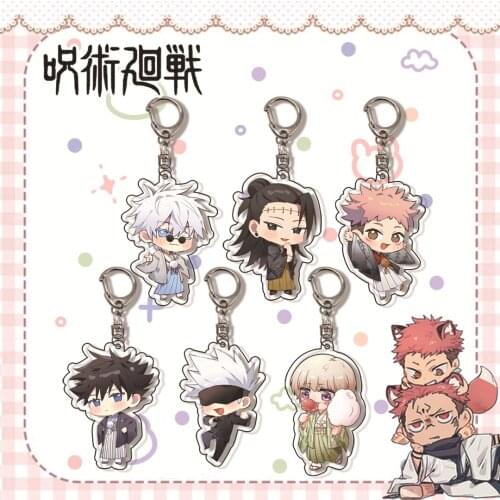 Anime Jujutsu Kaisen Keychain Acrylic Cosplay Yuji Itadori Gojo Satoru Fushiguro Megumi Cute Cartoon Bag Pendant Key Ring