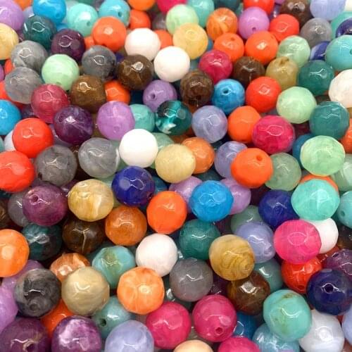 New 12/14 mm Imitation Natural Stone Round Section Acrylic Beads Clouds Effect Beads For DIY Jewelry Makeing Bracelet Accessory