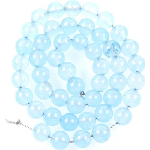 Natural Stone Light Blue Transparent Alabaster Charm Loose Beads For Jewelry Making Needlework Bracelet DIY Strand 6-10MM