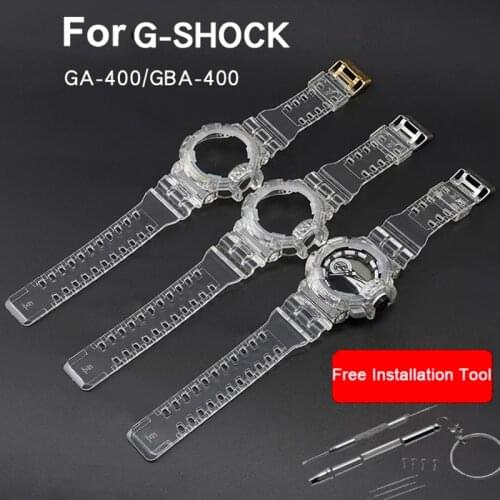 Wristwatch Strap Case for Casio G-SHOCK GA400 GBA400 Resin Transparent Strap Case Bracelet Wristband Watch Accessories