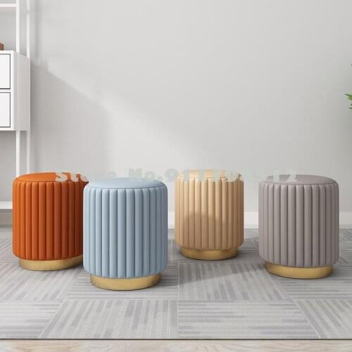 Net red dressing short stool bedroom light luxury makeup stool simple living room round leather stool household seat stool sofa