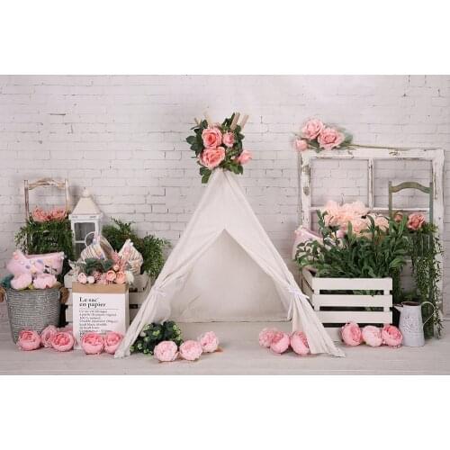 Photography Backdrop Flowers Cake Smash Birthday Decorations Photo Background Baby Shower Newborns Kids Floral Photoshoot W-4987