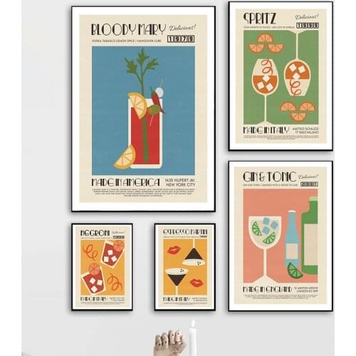 Cartoon Fruit Juice Gine Tonic Spritz Canvas Painting Poster and Print Wall Art Picture for Living Room Wall Decoration Cuadros