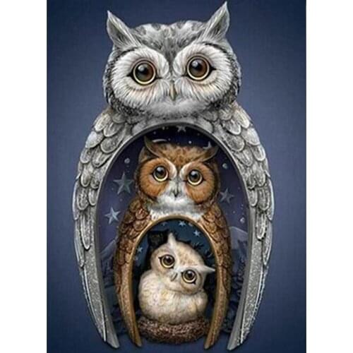 Kexinzu 5D DIY Diamond Painting Owl Cross Stitch Animal Diamond Embroidery Full Round Diamond Mosaic Home Decoration 30x40