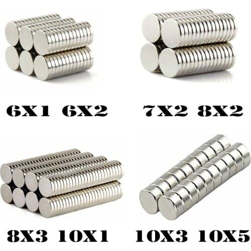 50/100pcs 6X1 6X2 7X2 8X2 8X3 10X110X3 10X5mm mini powerful round magnets small permanent rare earth powerful neodymium artwork