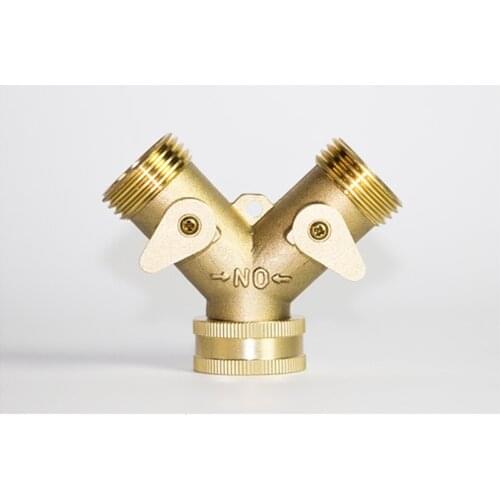Brass Manifold 3/4" Tap Splitter Brass Manifold Double-Way Washing Machine Hose Connector Y-Type Water Separator