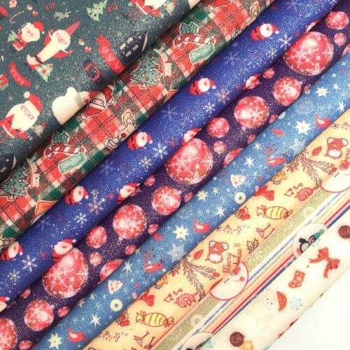 LEOsyntheticoDIY Christmas Santa Claus Gingerbread Printed Glitter Vinyl Fabric Sheet Faux Vinil DIY BOW Earrings A4 SIZE R131