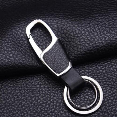 Car metal leather keychain Mens creative gift key chain Metal key pendant leather key ring Key Rings