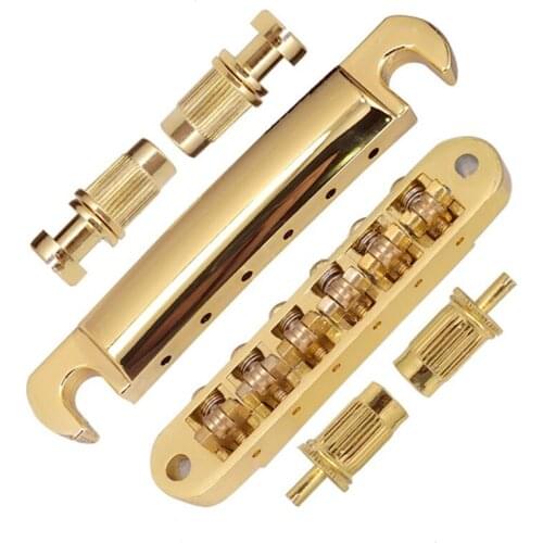 A Set Of Guitar Bridge Tailpiece With Roller Saddle Bridge For Electric Guitar Accessories Parts - Big Studs & Anchor