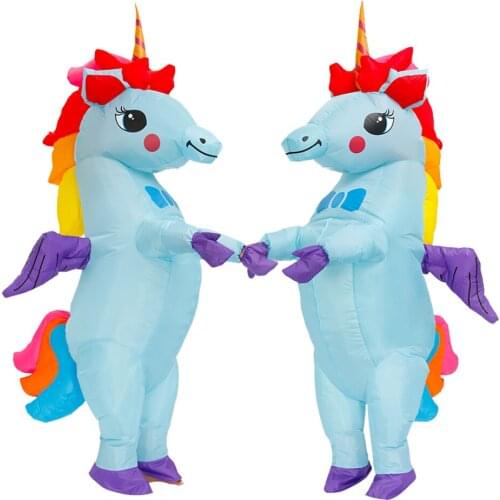 Inflatable Unicorn Cosplay Costumes for Adult Carnival Halloween Party Blue Colorful Festival Cute Animal Role Play Disfraces