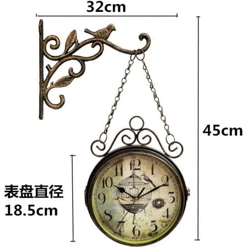 Double Face Vintage Wall Clock Digital Kitchen Metal Large Wall Clock Living Room Relogios De Parede Home Decorations 50ZB50