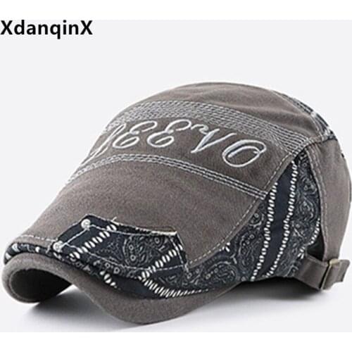 2021 New Men Washed Cotton Berets Letter Embroidery Personality Sports Caps Adjustable Size National Style Decorative Tongue Cap