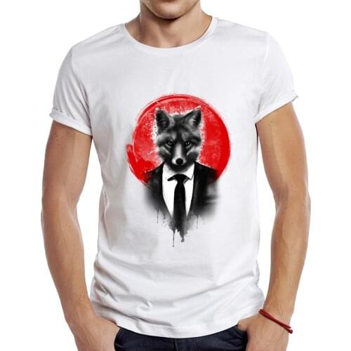 2021 Mens New Fashion Mr Fox Design Short Sleeve T-Shirt Cool Printed Tops Hipster Tee Shirts