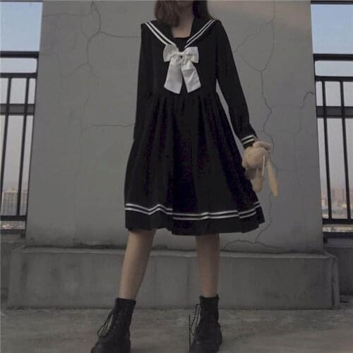 2021 Spring Autumn Korean Long Sleeve Dress New Gothic Plus Size Dress Elegant Harujuku Chinese Fashion Ladies Clothing Vintage