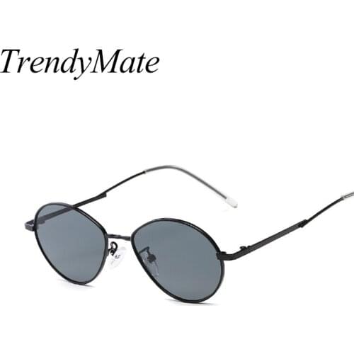 Vintage Small Round Sunglasses Women Brand Designer Metal Sun Glasses Ladies Retro Oval Shades Eyewear UV400 1501T