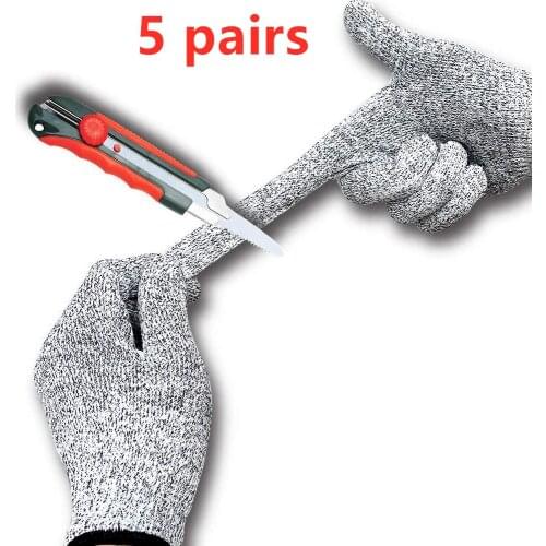 5 Pairs of Stainless Steel Wire Mesh Cut Resistant Mechanic Gloves Level 5 Protection Cut-proof Working Kitchen Butcher Gloves