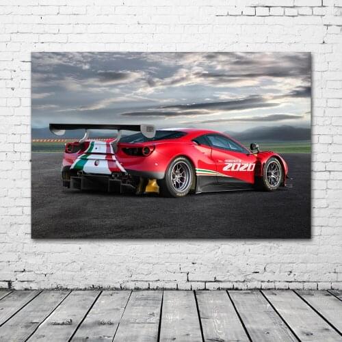 Supercar Posters Ferraris 488 GT3 EVO Sport Red Car Wall Art Picture Prints Modern Canvas Paintings for Living Room Decor