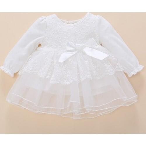 Newborn Wedding Baby Girl Dress Summer White Cotton Ruffle Embroidered bow Baptism Tutu Dresses Birthday Gift Set Infant