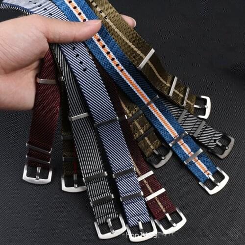 20mm 22mm Nylon Fabric Bracelet Band for Tudor Seiko Adjustable Zulu Nylon Strap Single Pass Nato Sport Watchband